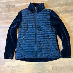 32 Degrees Heat Fleece Fur and Down lightweight black puffer jacket Sz M